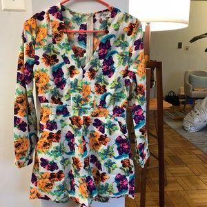 ASOS bright floral romper / playsuit, neon accents